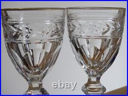 BACCARAT 2 ANCIENS VERRES A VIN BLANC CRISTAL MODELE JONZAC GOLD ht 12,8 cm