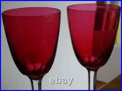 BACCARAT 2 ANCIENS VERRES A VIN DU RHIN ROEMER CRISTAL COULEUR ROUGE ht 19 cm