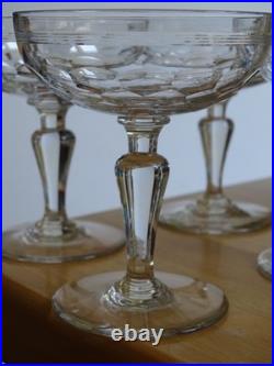 BACCARAT 4 ANCIENNES COUPES A CHAMPAGNE CRISTAL DECOR CHAUNY circa 1920