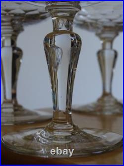 BACCARAT 4 ANCIENNES COUPES A CHAMPAGNE CRISTAL DECOR CHAUNY circa 1920