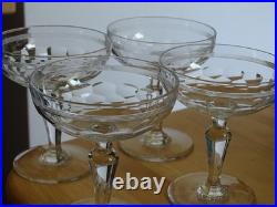 BACCARAT 4 ANCIENNES COUPES A CHAMPAGNE CRISTAL DECOR CHAUNY circa 1920