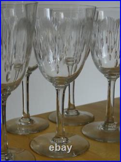 BACCARAT 6 ANCIENS VERRES A EAU EN CRISTAL MODELE MOLIERE ht 16,8 cm
