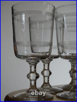 BACCARAT 6 ANCIENS VERRES A VIN CRISTAL MODELE FILETS ht 11,5 cm 1920 10 cls n°1