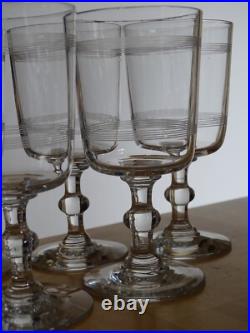 BACCARAT 6 ANCIENS VERRES A VIN CRISTAL MODELE FILETS ht 11,5 cm 1920 10 cls n°1