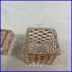 BACCARAT Boîte en cristal à décor de pointes de diamants teinté Orange Signe