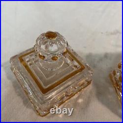 BACCARAT Boîte en cristal à décor de pointes de diamants teinté Orange Signe