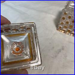 BACCARAT Boîte en cristal à décor de pointes de diamants teinté Orange Signe