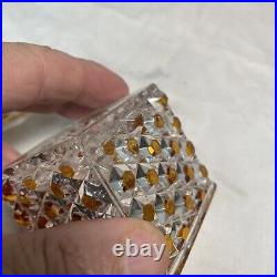 BACCARAT Boîte en cristal à décor de pointes de diamants teinté Orange Signe