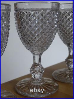 BACCARAT CRISTAL 4 ANCIENS VERRES A PORTO APERITIF MOD DIAMANTS BISEAUX ht 10,5