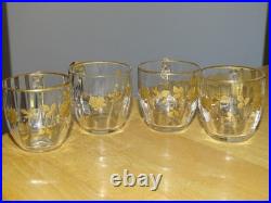BACCARAT CRISTAL 4 ANCIENS VERRES LIQUEUR NAP III FLEURS GOLD OR 19 EME ht 4 cm