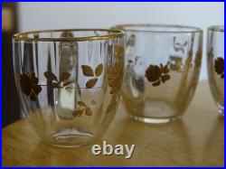 BACCARAT CRISTAL 4 ANCIENS VERRES LIQUEUR NAP III FLEURS GOLD OR 19 EME ht 4 cm