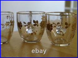 BACCARAT CRISTAL 4 ANCIENS VERRES LIQUEUR NAP III FLEURS GOLD OR 19 EME ht 4 cm
