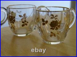 BACCARAT CRISTAL 4 ANCIENS VERRES LIQUEUR NAP III FLEURS GOLD OR 19 EME ht 4 cm