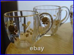 BACCARAT CRISTAL 4 ANCIENS VERRES LIQUEUR NAP III FLEURS GOLD OR 19 EME ht 4 cm