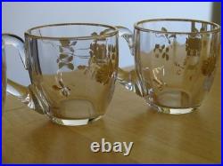 BACCARAT CRISTAL 4 ANCIENS VERRES LIQUEUR NAP III FLEURS GOLD OR 19 EME ht 4 cm