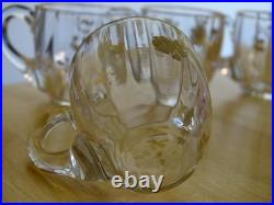 BACCARAT CRISTAL 4 ANCIENS VERRES LIQUEUR NAP III FLEURS GOLD OR 19 EME ht 4 cm