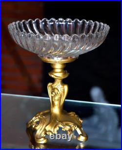 BACCARAT. Coupe montée en cristal et métal doré, modèle Bambou, Napoléon III
