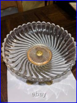 BACCARAT. Coupe montée en cristal et métal doré, modèle Bambou, Napoléon III