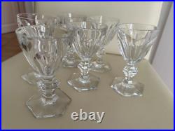 BACCARAT Harcourt lot 6 verres vin blanc cristal taillé état proche neuf 12,3cms