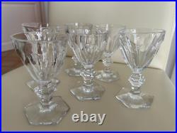 BACCARAT Harcourt lot 6 verres vin blanc cristal taillé état proche neuf 12,3cms