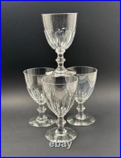 BACCARAT Lot 4 Verres à Vin Eau / Vin en Cristal Lourd 19e Taillé Côtes Plates