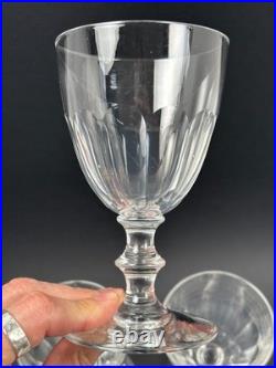 BACCARAT Lot 4 Verres à Vin Eau / Vin en Cristal Lourd 19e Taillé Côtes Plates