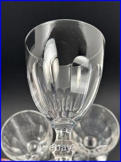 BACCARAT Lot 4 Verres à Vin Eau / Vin en Cristal Lourd 19e Taillé Côtes Plates