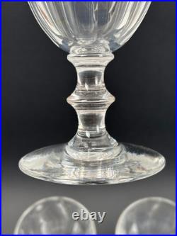 BACCARAT Lot 4 Verres à Vin Eau / Vin en Cristal Lourd 19e Taillé Côtes Plates