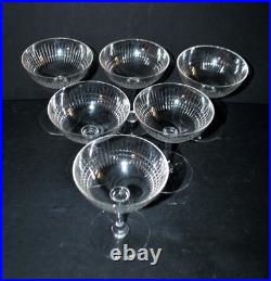 BACCARAT Lot 6 coupes à champagne NANCY en cristal taillé jeu d'orgue 11.5cm