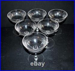 BACCARAT Lot 6 coupes à champagne NANCY en cristal taillé jeu d'orgue 11.5cm