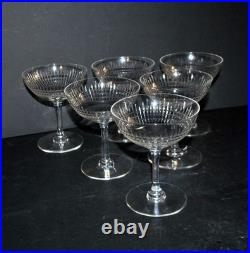 BACCARAT Lot 6 coupes à champagne NANCY en cristal taillé jeu d'orgue 11.5cm