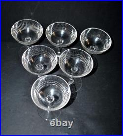 BACCARAT Lot 6 coupes à champagne NANCY en cristal taillé jeu d'orgue 11.5cm