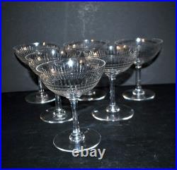 BACCARAT Lot 6 coupes à champagne NANCY en cristal taillé jeu d'orgue 11.5cm