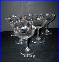 BACCARAT Lot 6 coupes à champagne NANCY en cristal taillé jeu d'orgue 11.5cm