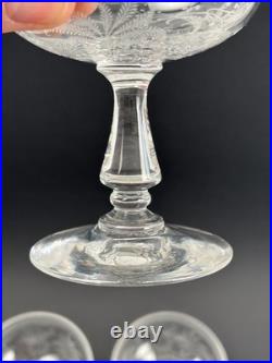 BACCARAT Lot de 3 Coupes à Champagne en Cristal Gravé Modèle Fougères