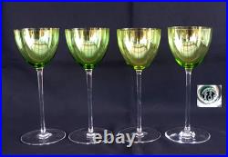 BACCARAT Modèle PERFECTION 4 Verres à Vin Cristal Vert Chartreuse Signés