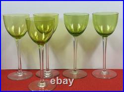 BACCARAT Modèle PERFECTION 5 Verres à Vin Cristal Vert Signés