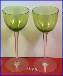 BACCARAT Modèle PERFECTION 5 Verres à Vin Cristal Vert Signés