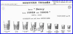 BACCARAT NANCY 6 GOBELETS VERRES CRISTAL 10 cm