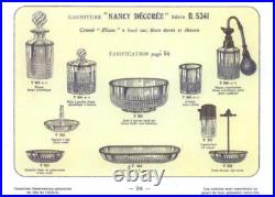 BACCARAT. Porte-peignes (garniture toilette) en cristal taillé, doré Nancy