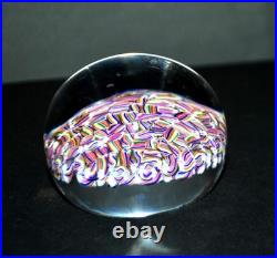 BACCARAT Presse-papier Millefiori Candy cane arlequin Sulfure cristal signé