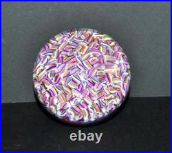 BACCARAT Presse-papier Millefiori Candy cane arlequin Sulfure cristal signé