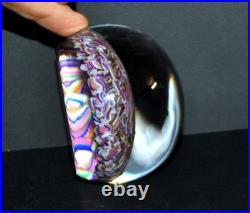 BACCARAT Presse-papier Millefiori Candy cane arlequin Sulfure cristal signé