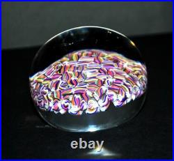BACCARAT Presse-papier Millefiori Candy cane arlequin Sulfure cristal signé