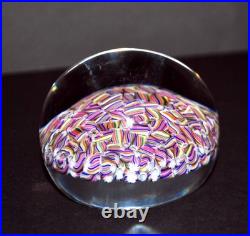 BACCARAT Presse-papier Millefiori Candy cane arlequin Sulfure cristal signé