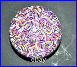 BACCARAT Presse-papier Millefiori Candy cane arlequin Sulfure cristal signé