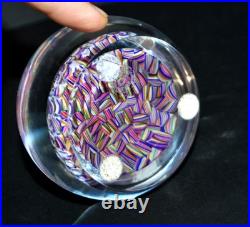 BACCARAT Presse-papier Millefiori Candy cane arlequin Sulfure cristal signé