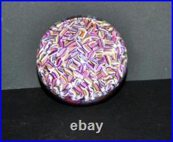 BACCARAT Presse-papier Millefiori Candy cane arlequin Sulfure cristal signé