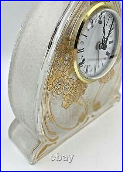 BACCARAT-Rare pendulette art nouveau-cristal dégagé à l'acide doré-daum-muller