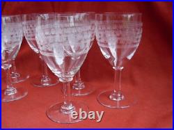 BACCARAT, SERIE DE 6 VERRES A EAU EN CRISTAL GRAVE, DEBUT XXème